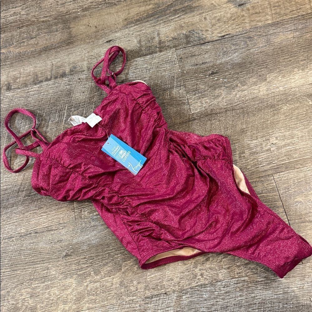 NWT XS Tummy Contouring Shimmery Raspberry One Piece - Picture 6 of 7